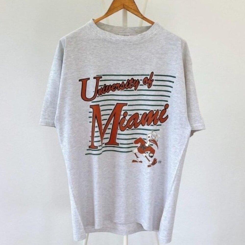 90S University Of Miami Hurricanes Shirt Grey Mn879